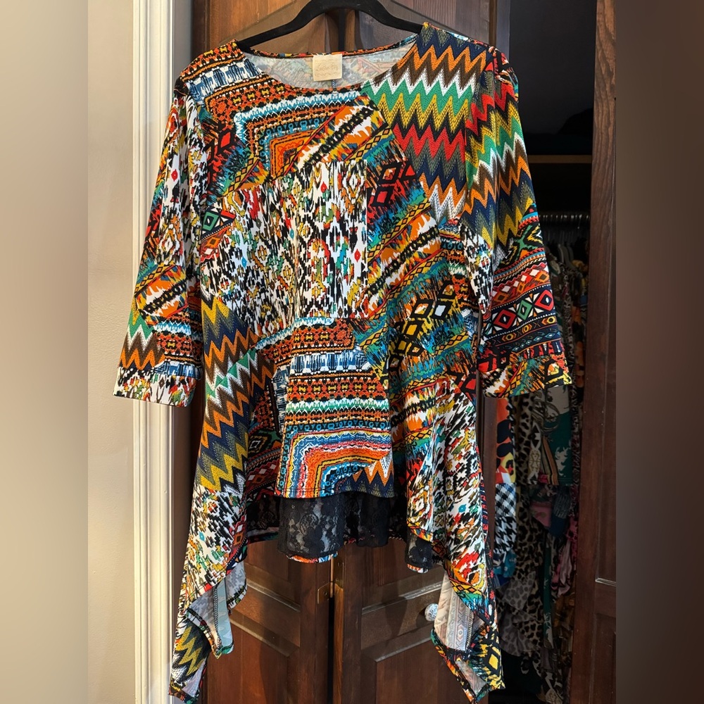Zadie Bs-Colorful Geometric Patterned Tunic